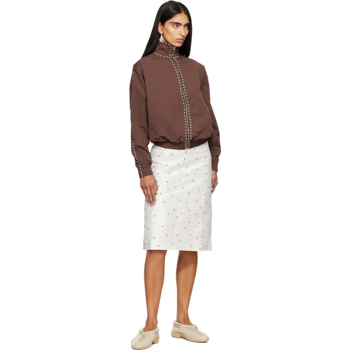 RESCHA SSENSE Exclusive Beige Jewel Slip-on Loafers