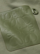 Loewe - Anagram Leather-Trimmed Cotton-Jersey Hoodie - Green