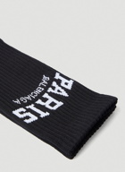 Paris Logo Ribbed Socks in Black