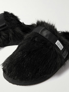 Suicoke - Zavo-2EU Webbing-Trimmed Faux Fur Mules - Black