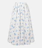 Leo Lin Victoria floral pleated cotton maxi skirt