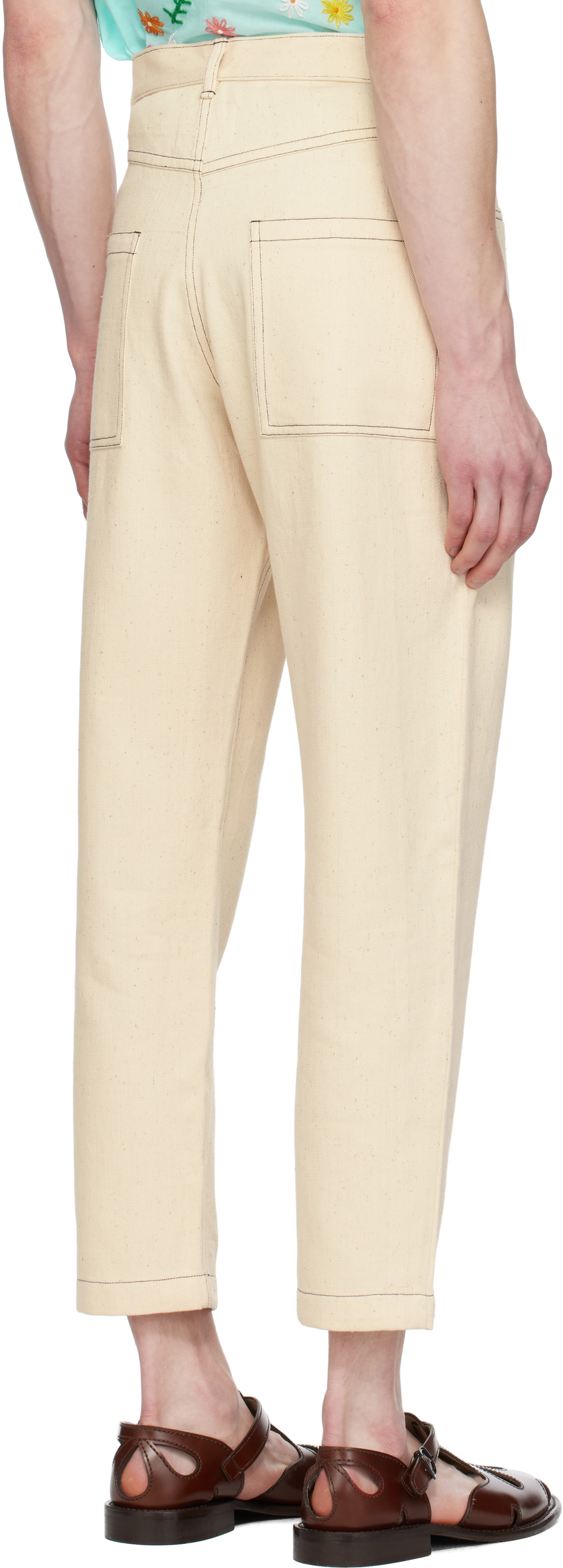 HARAGO Off-White Double Stitch Trousers
