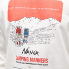 Nanga Men's Long Sleeve Eco Hybrid Camping Print T-Shirt in White