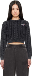 alexanderwang.t Black Cable-Knit Cropped Cardigan