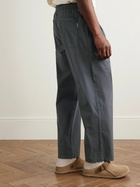 Folk - Straight-Leg Pleated Garment-Dyed Stretch-Cotton Poplin Trousers - Black
