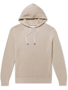 Brunello Cucinelli - Slim-Fit Ribbed Cotton Hoodie - Neutrals