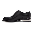 Alexander McQueen Black and Silver Leather Lace-Up Oxfords