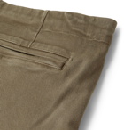 Greg Lauren - Skinny-Fit Rivet-Detailed Cotton-Blend Twill Drawstring Cargo Trousers - Green