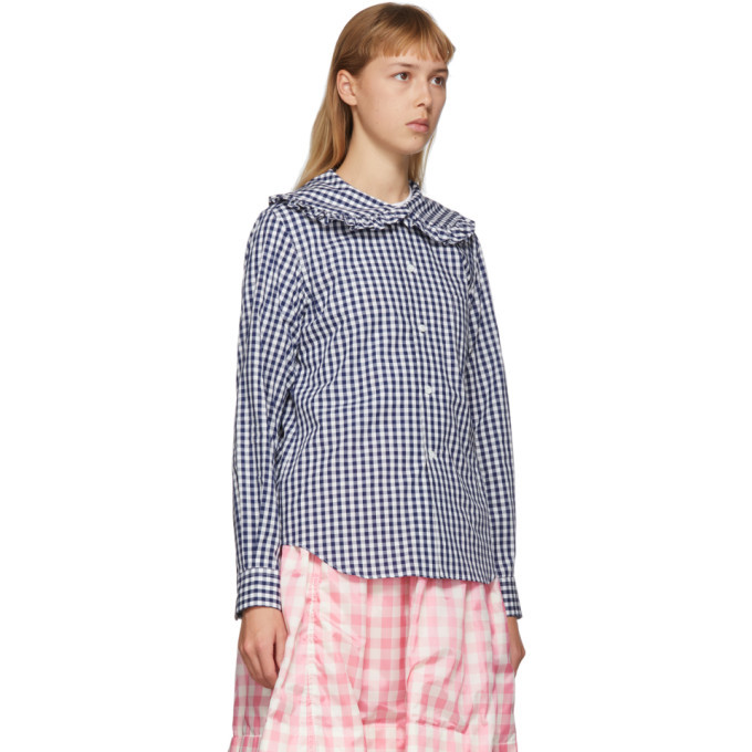 Comme des Garcons Girl Navy and White Check Peter Pan Collar