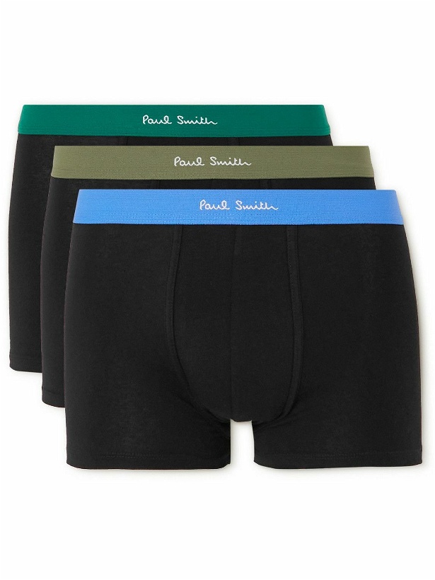 Photo: Paul Smith - Three-Pack Stretch-Cotton Boxer Briefs - Black