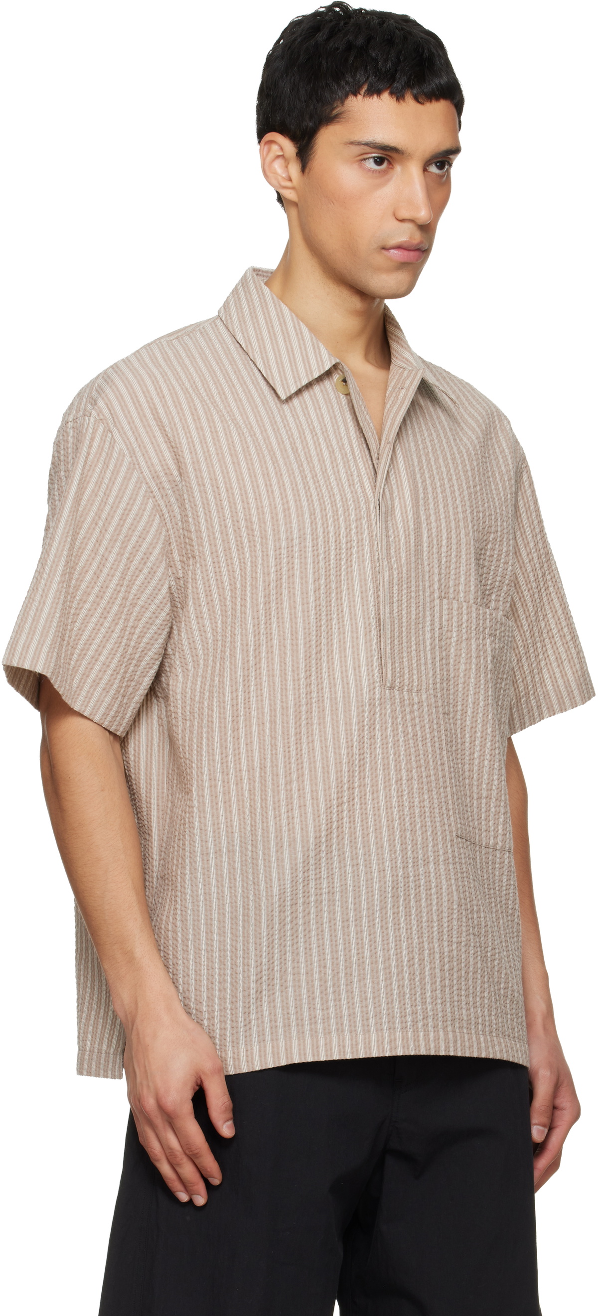 LE17SEPTEMBRE Beige Pullover Seersucker Shirt