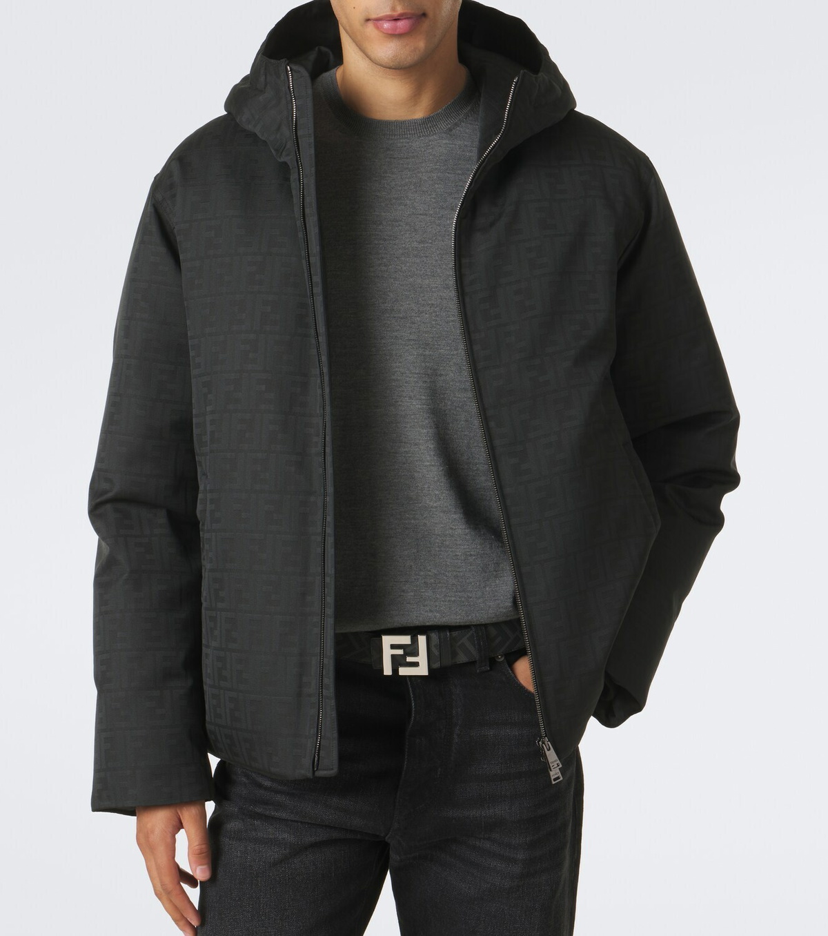 Fendi FF Zucca hooded down jacket