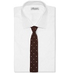 Beams F - Embroidered Polka-Dot Knitted Silk Tie - Men - Brown