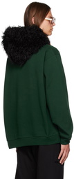 Marni Green Embroidered Faux-Fur Hoodie