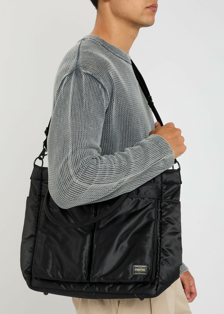 Borsa a tracolla PORTER Yoshida Tanker in nylon nero a 2 vie in vita