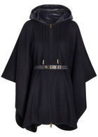 Moncler Hooded Belted Wool-blend Cape Coat - Navy - One Size