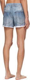 Moschino Blue Printed Nylon Swim Shorts
