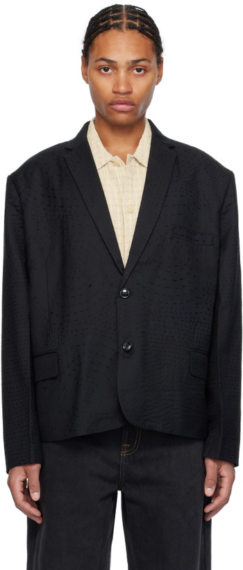 Photo: Glass Cypress Black Embroidered Cropped Blazer
