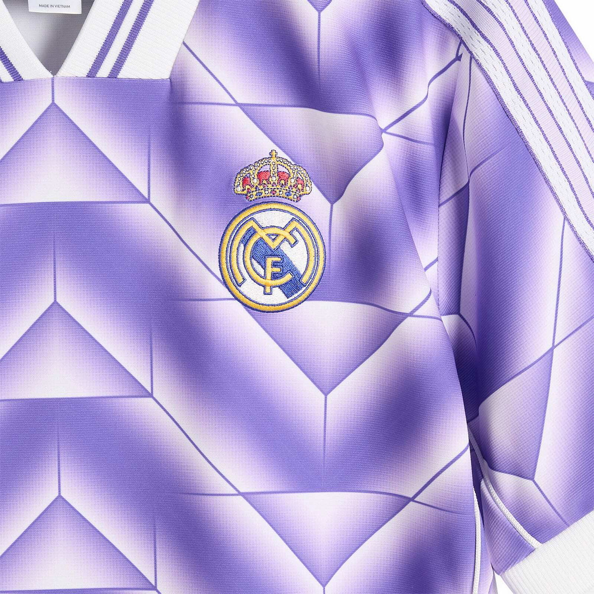 Adidas Real Madrid Lifestyler Jersey Top in Purple Rush/White