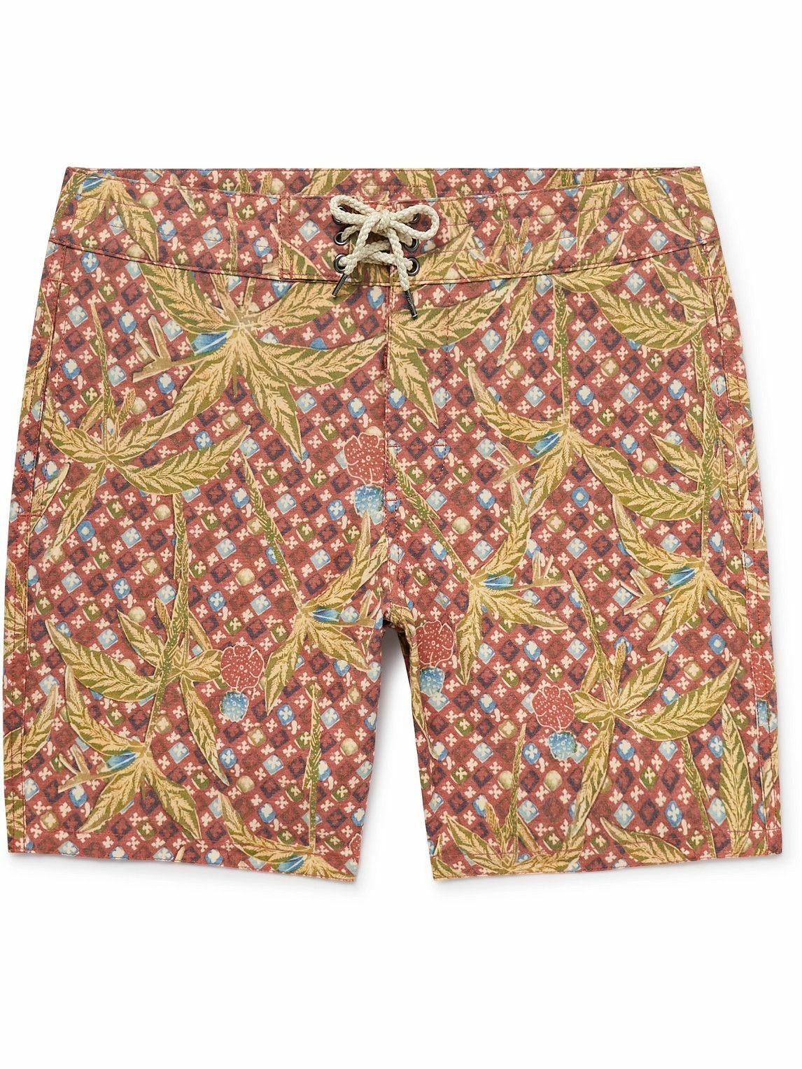 Photo: Faherty - Mid-Length Printed Recycled Swim Shorts - Red