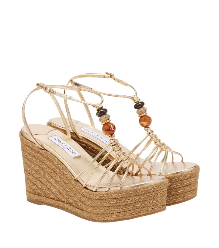 Photo: Jimmy Choo Lemi embellished leather wedge sandals