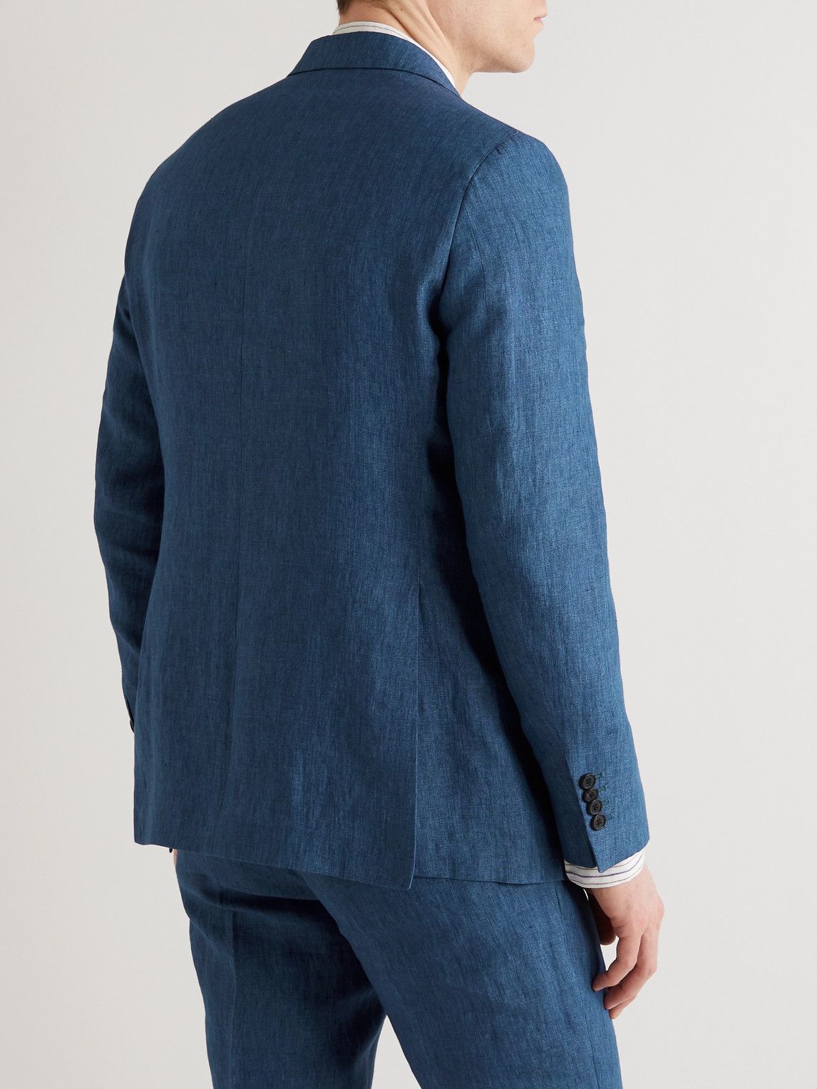 MP Massimo Piombo - Andy Unstructured Linen Suit Jacket - Blue