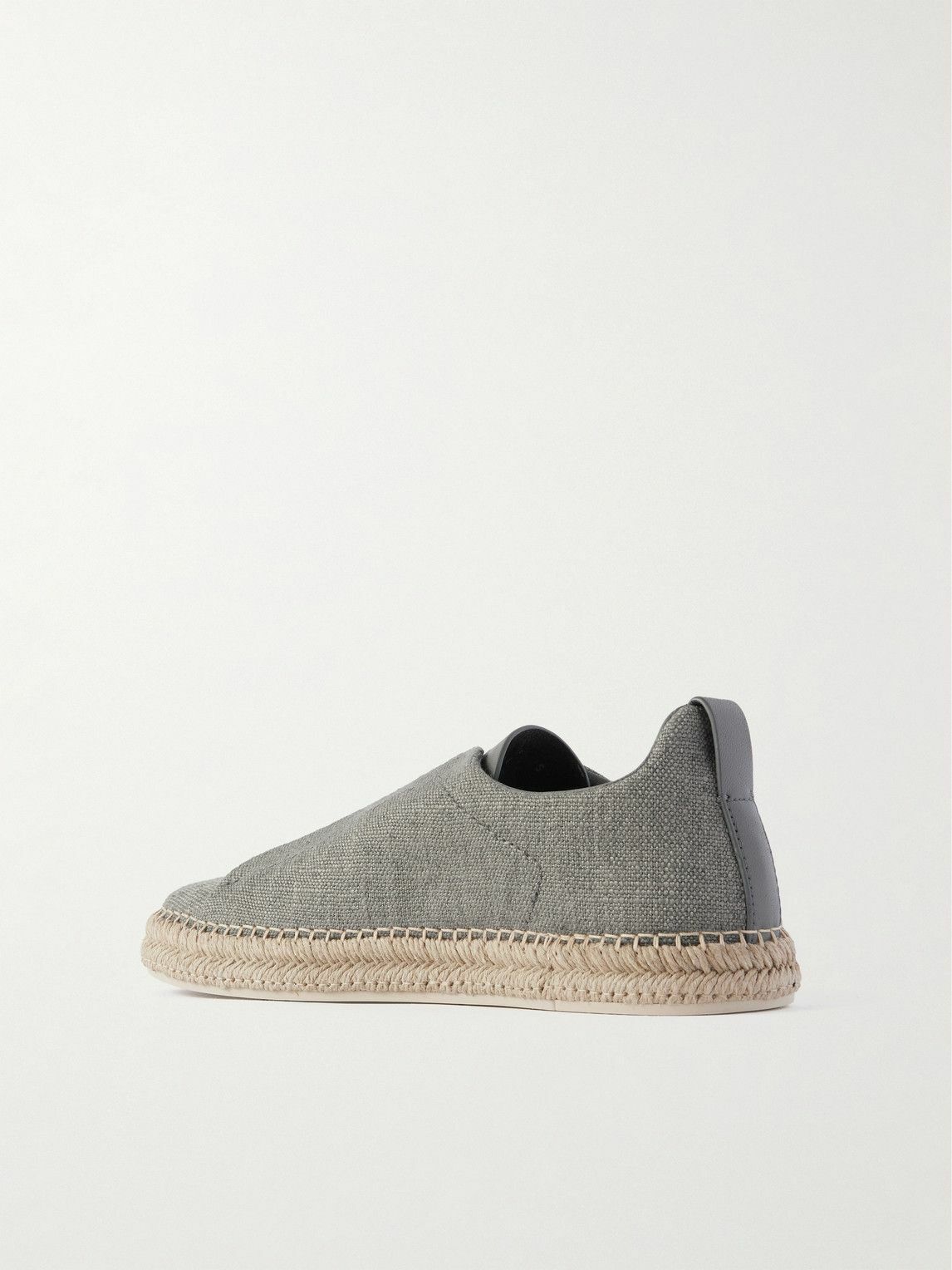 Zegna - Triple Stitch™ Leather-Trimmed Canvas Slip-On Sneakers - Gray