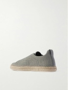 Zegna - Triple Stitch™ Leather-Trimmed Canvas Slip-On Sneakers - Gray