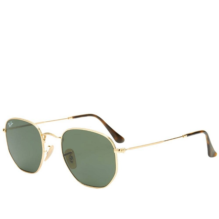 Photo: Ray Ban Hexagonal Sunglasses in Gold/Green
