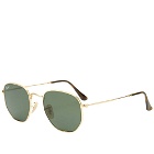 Ray Ban Hexagonal Sunglasses in Gold/Green
