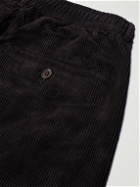 Universal Works - Straight-Leg Pleated Cotton-Corduroy Trousers - Black