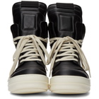 Rick Owens Black and Off-White Geobasket High Sneakers