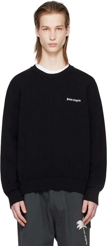 Photo: Palm Angels Black Embroidered Sweatshirt