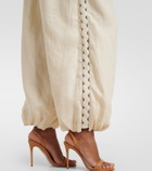 Simkhai Lace-trimmed linen-blend straight pants