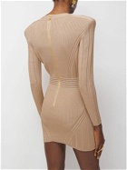 BALMAIN - Viscose Blend Ribbed Knit Mini Dress
