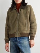 SAINT LAURENT - Shearling Blouson Jacket - Green