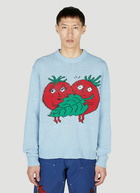 Sky High Farm Workwear - Intarsia Tomatoes Sweater in Light Blue