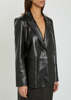 Nour Hammour Arden Leather Blazer Black