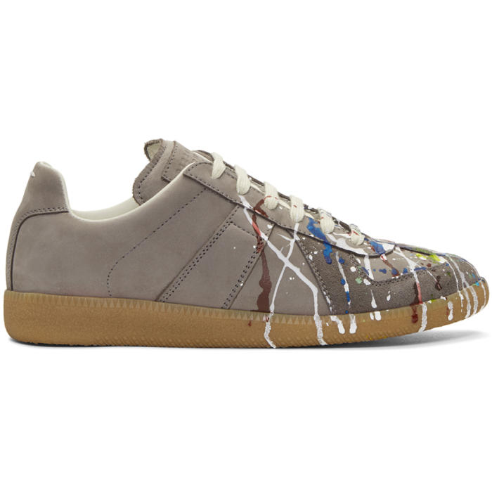 Maison Margiela Grey Paint Splatter Replica Sneakers Maison Margiela