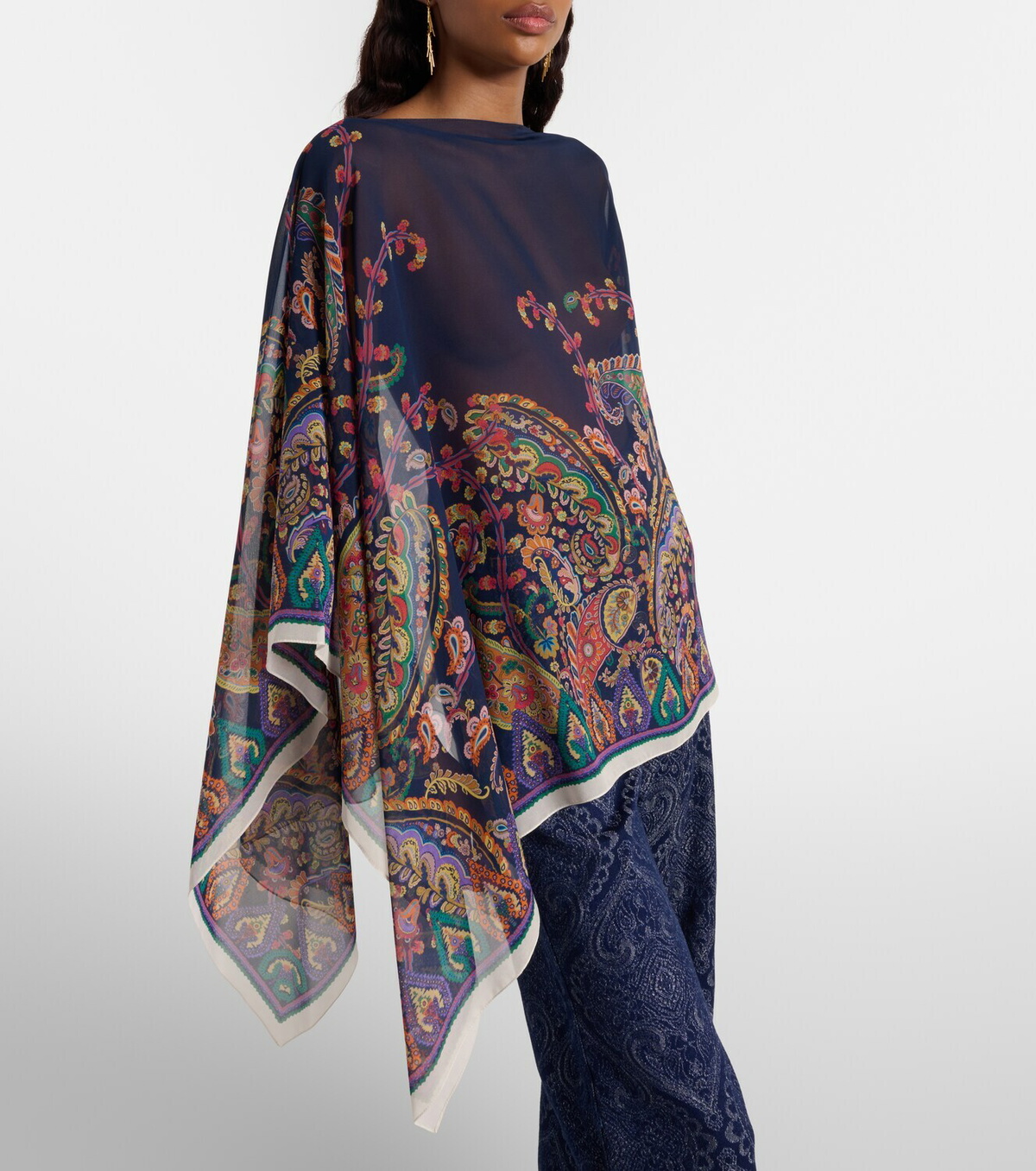 Etro Printed silk crêpe de chine poncho