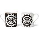 The Wolseley Collection - Halcyon Days Set of Two Printed Fine Bone China Mugs - Black