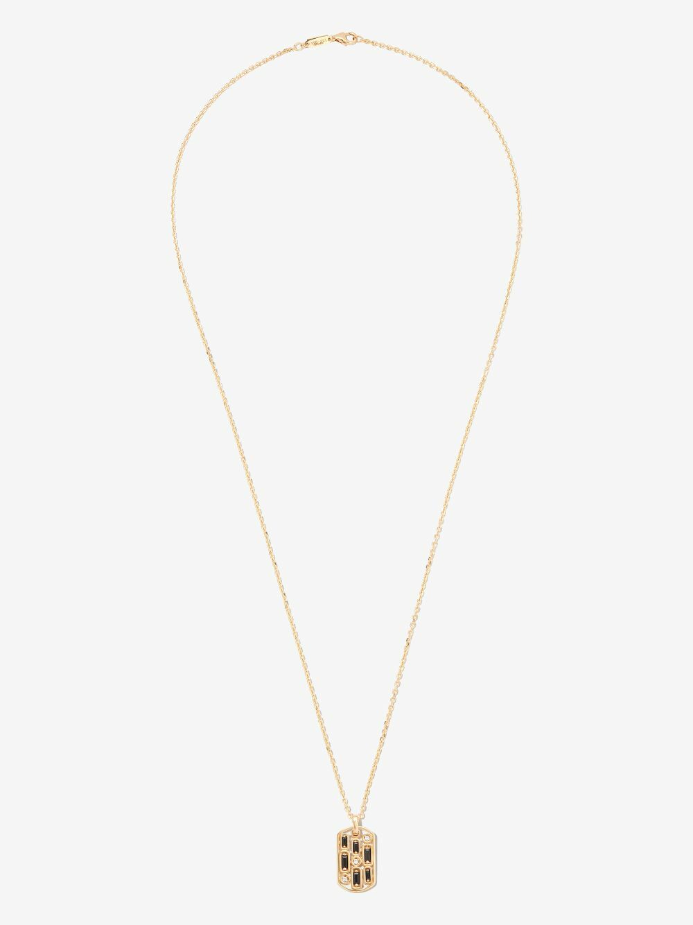 Suzanne Kalan 18kt Yellow Gold Inlay Sapphire Dog Tag Pendant Necklace