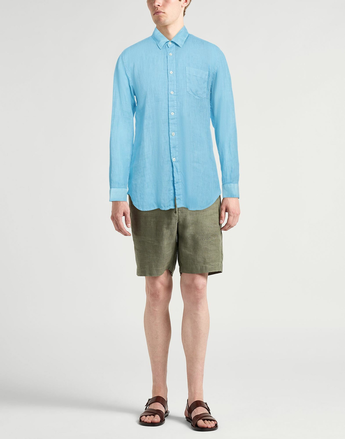 120% Lino Mens Shirt Sky in Blue