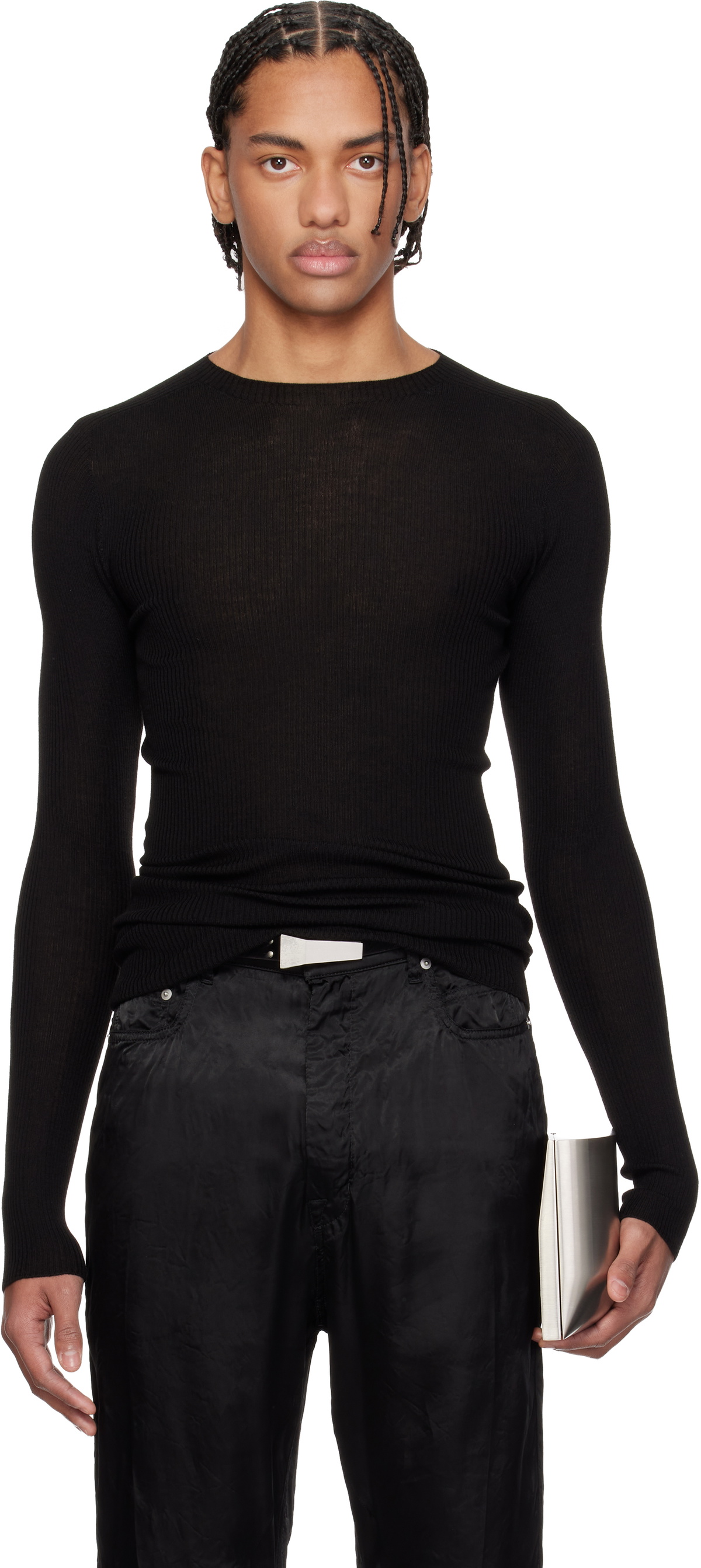 Rick Owens Men's Tommy Knit V Neck in Brown Rick Owens