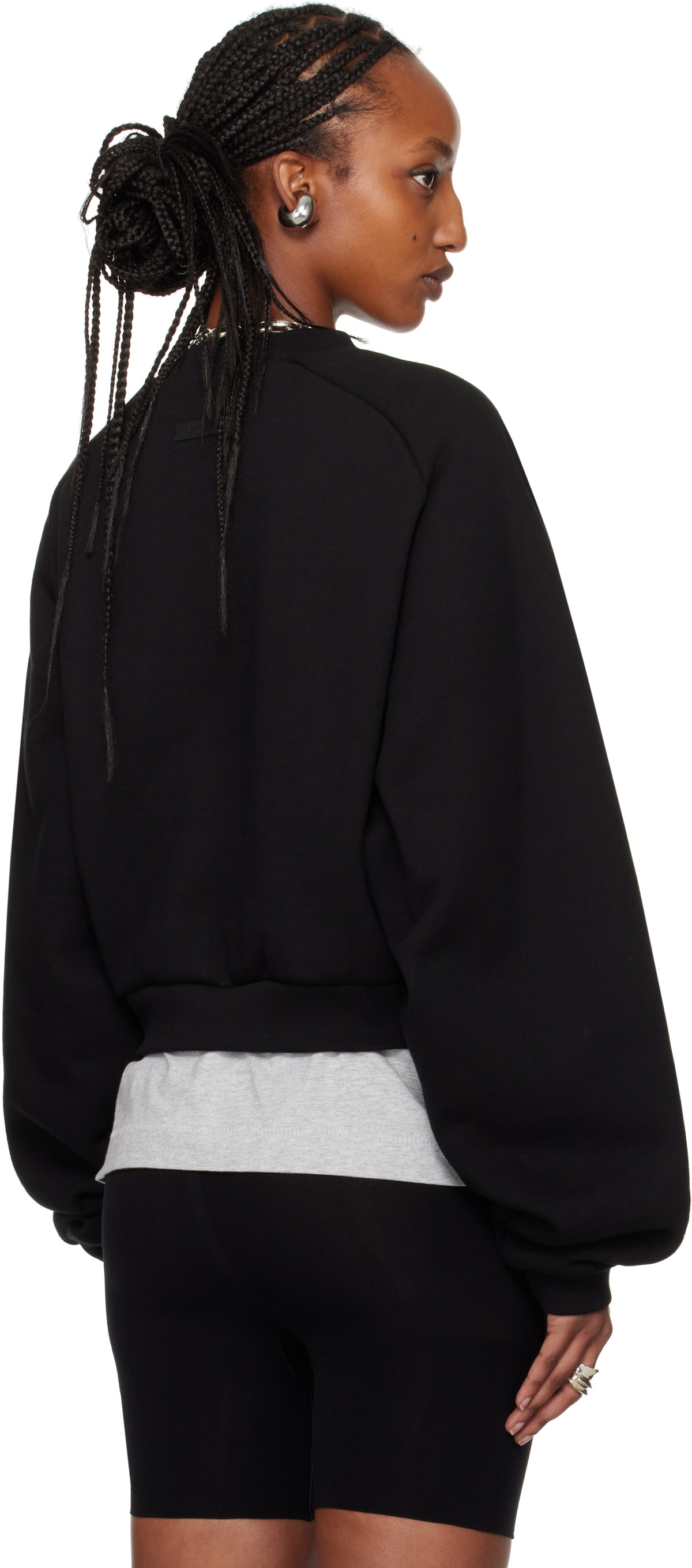 Fear of God ESSENTIALS Black Fleece Cropped Crewneck Sweatshirt Fear Of ...