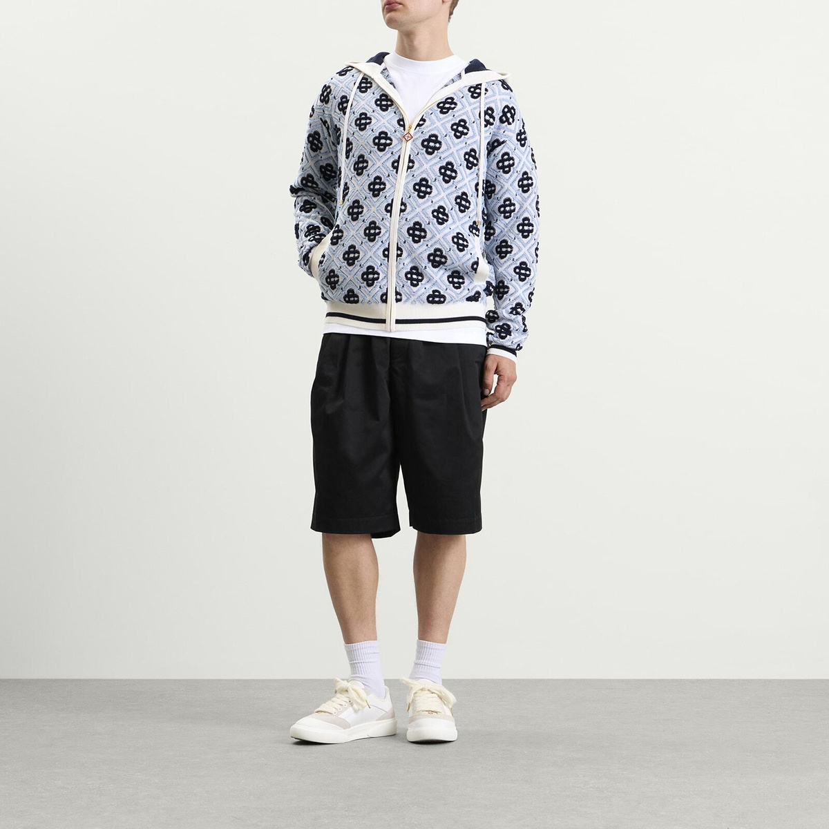 Casablanca Men's Monogram Zip Up Hoodie in Navy