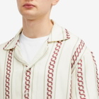 Drôle de Monsieur Men's Braided Print Vacation Shirt in Ecru