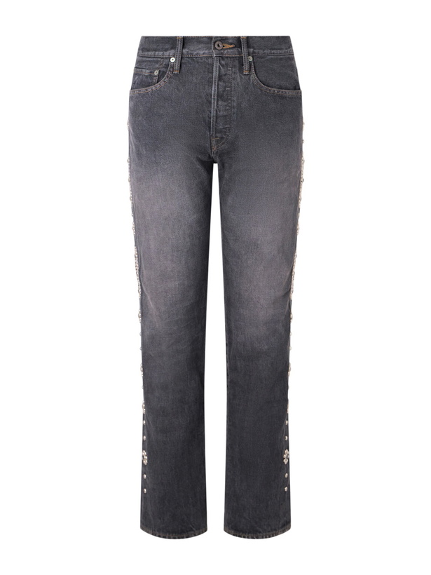 Photo: KAPITAL - Monkey Cisco Straight-Leg Leather-Trimmed Embellished Jeans - Black