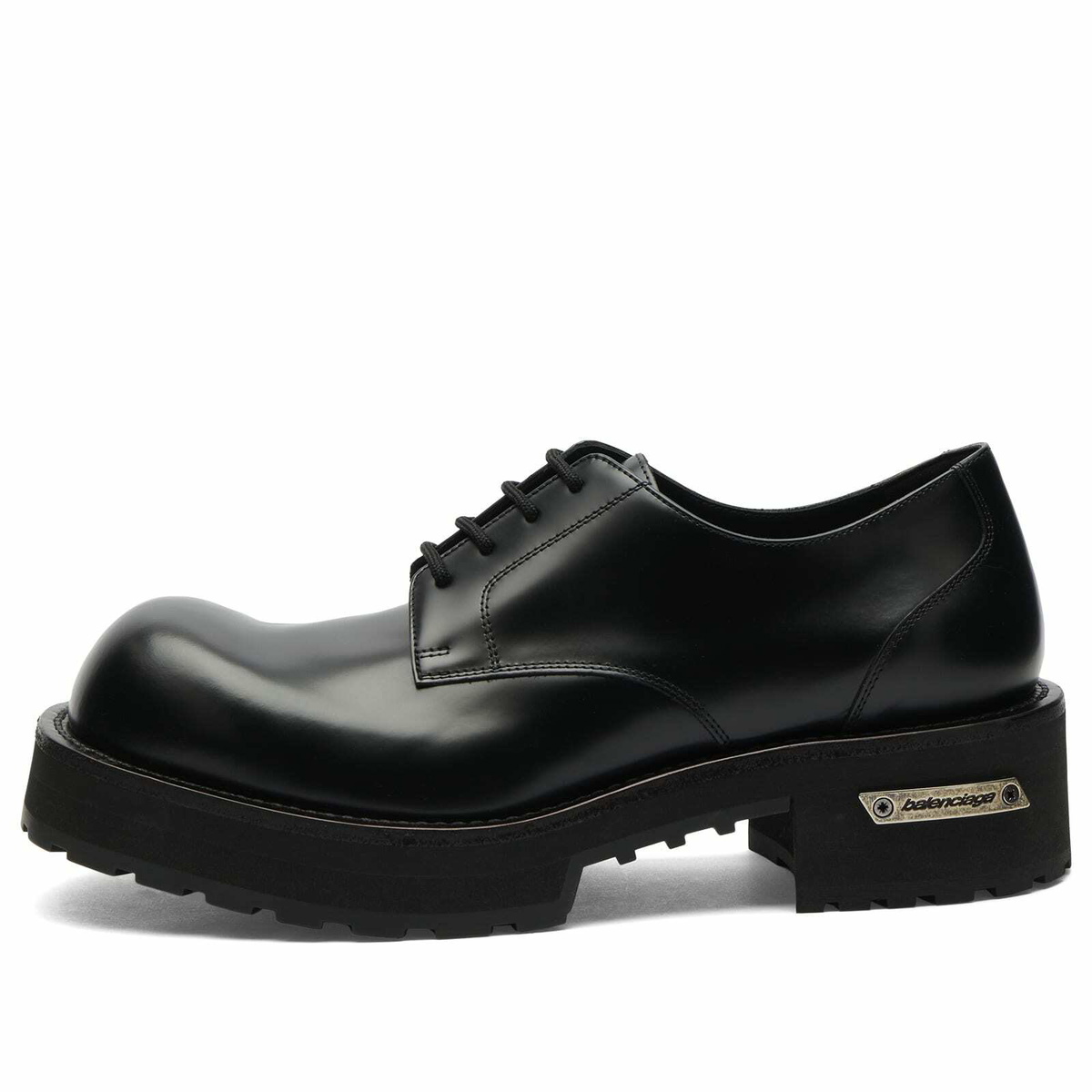 Balenciaga Men's Venom Derby Shoe in Black/Aged Silver