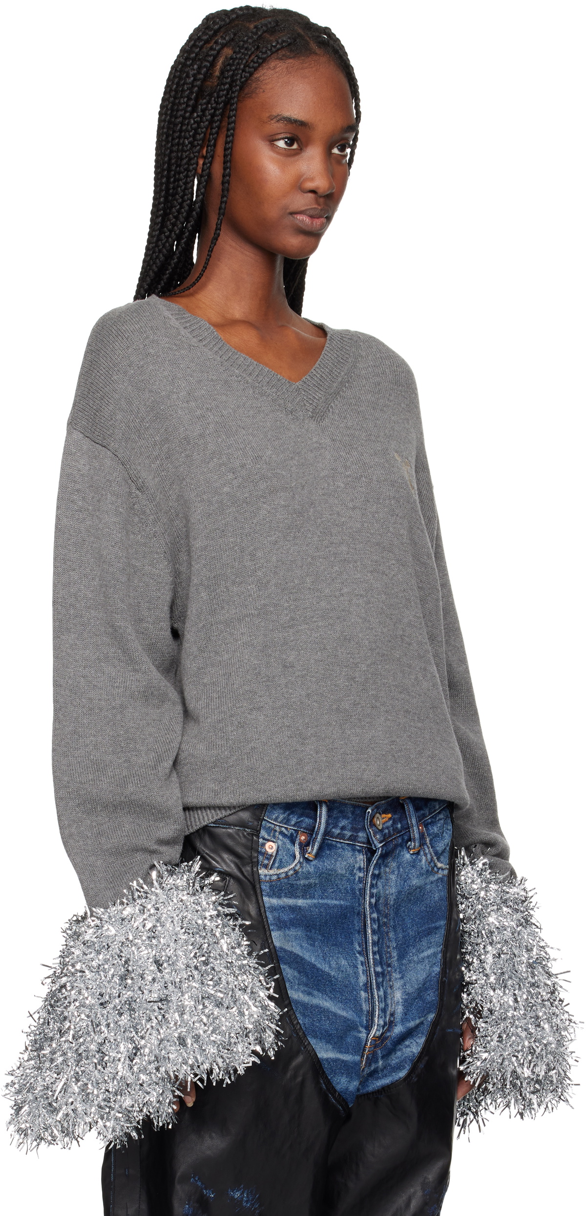 doublet Gray Cheerleading Pompon Sweater